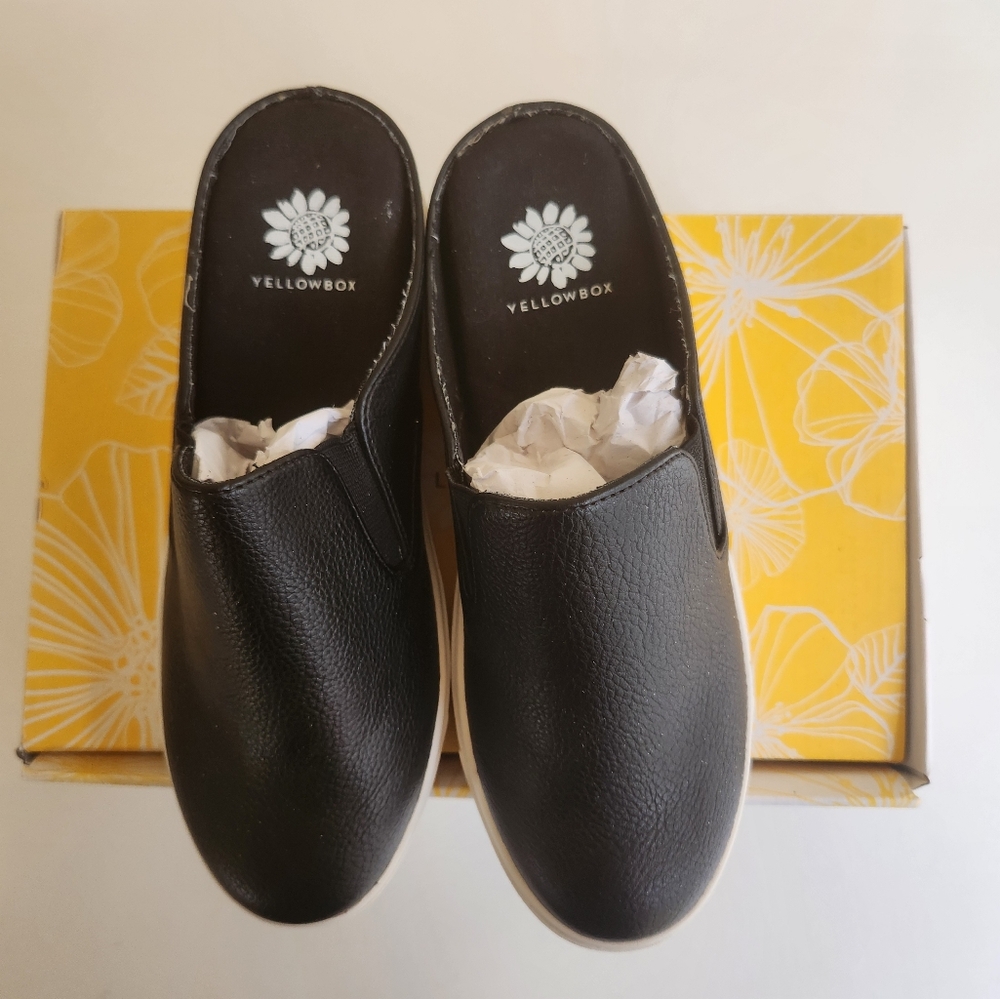 Yellow Box black mules